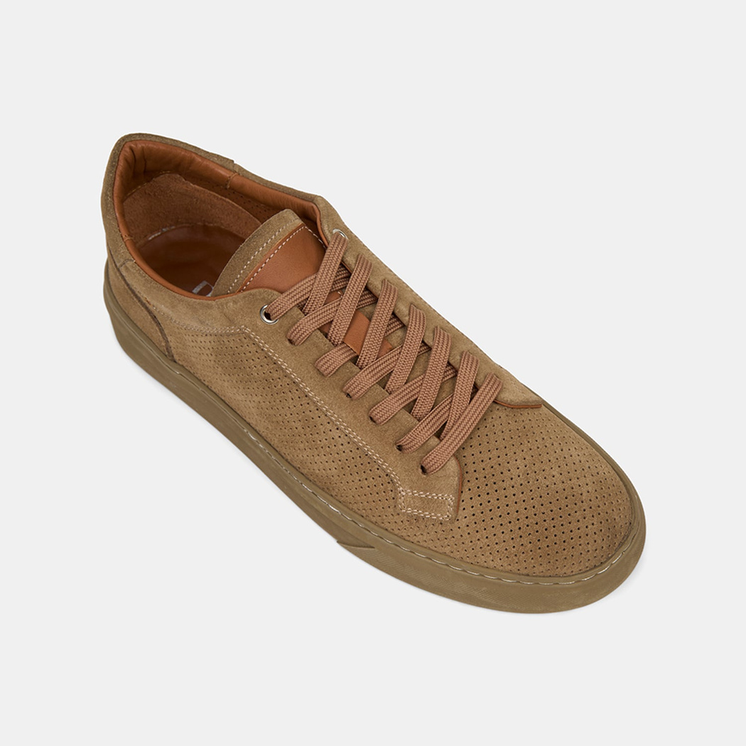 Erkek Bej Bağcıklı Süet Spor Ayakkabı