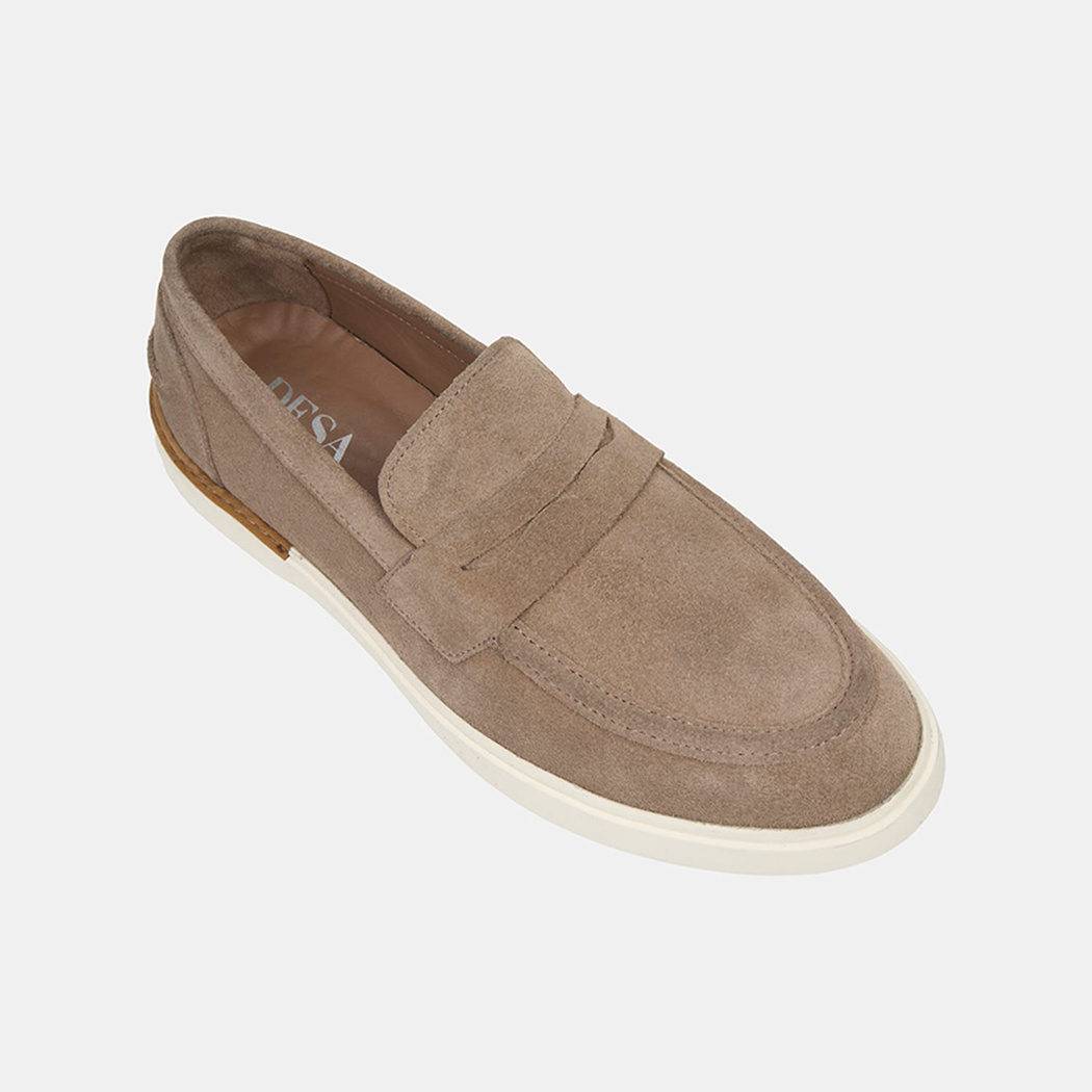 Erkek Bej Klasik Süet Deri Loafer