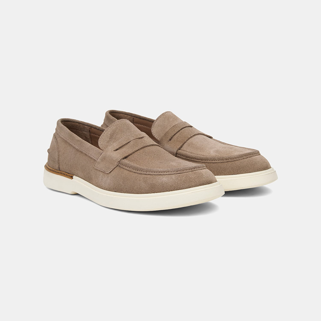 Erkek Bej Klasik Süet Deri Loafer