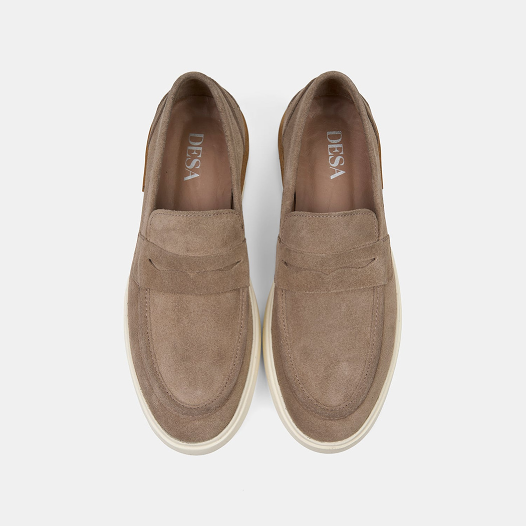 Erkek Bej Klasik Süet Deri Loafer