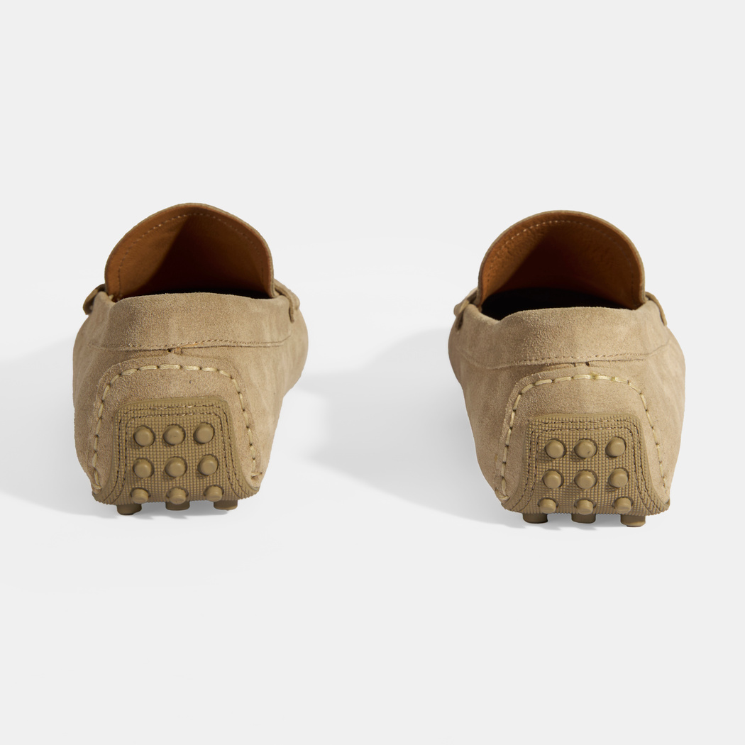 Erkek Bej Slip-On Süet Loafer
