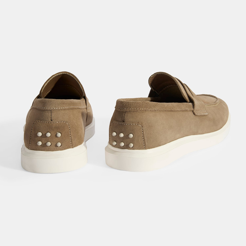 Erkek Bej Slip-On Süet Loafer