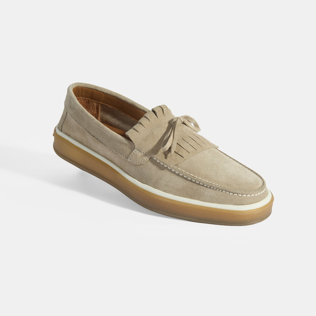 Erkek Bej Süet Püsküllü Loafer