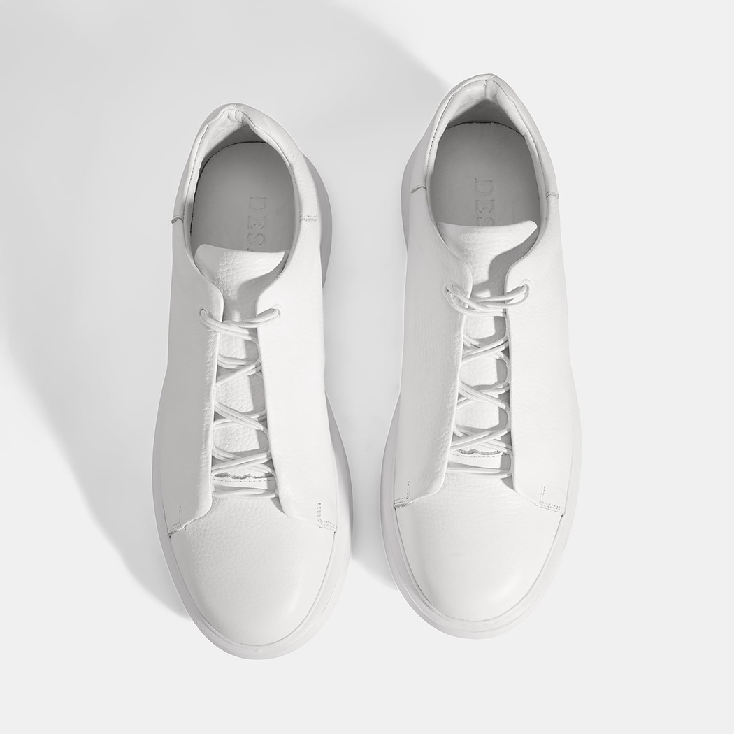 Erkek Beyaz Bağcıklı Deri Günlük Ayakkabı