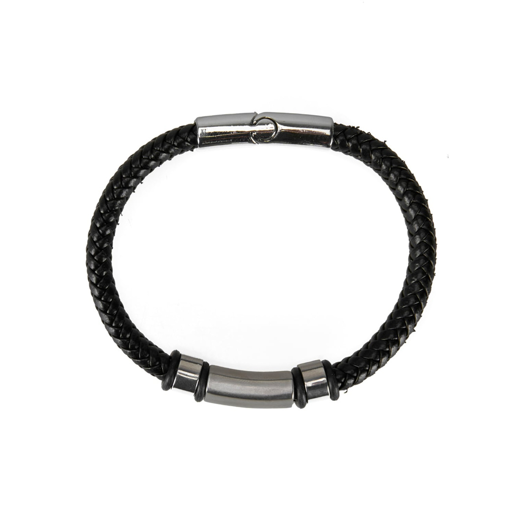 Erkek Deri Çelik Figürlü Bileklik