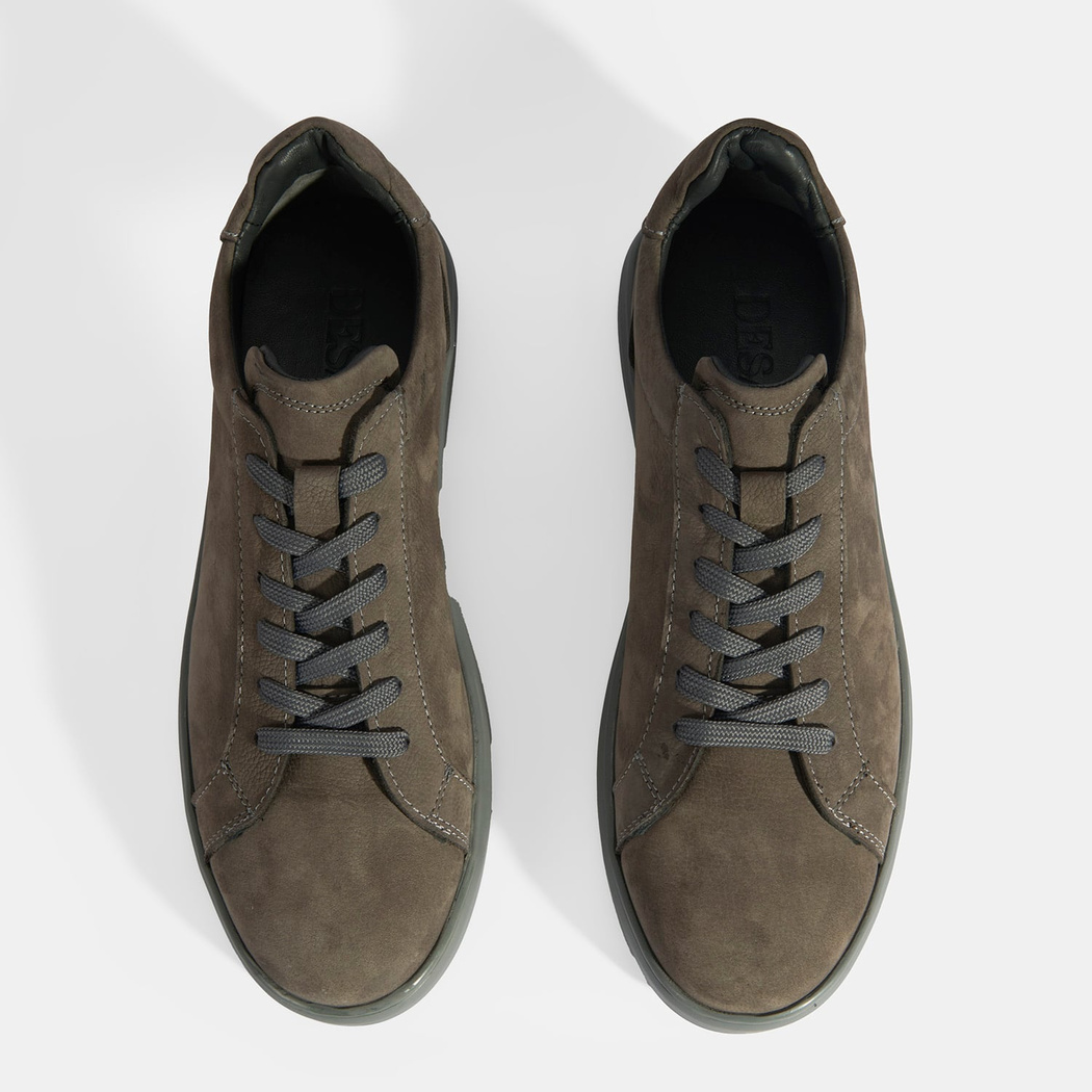 Erkek Gri Bağcıklı Nubuk Deri Günlük Ayakkabı