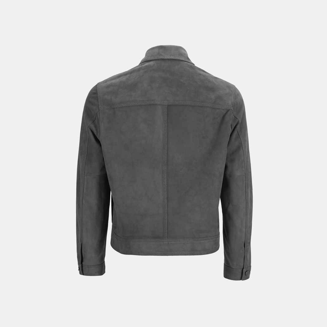 Erkek Gri Gömlek Yaka Süet Ceket