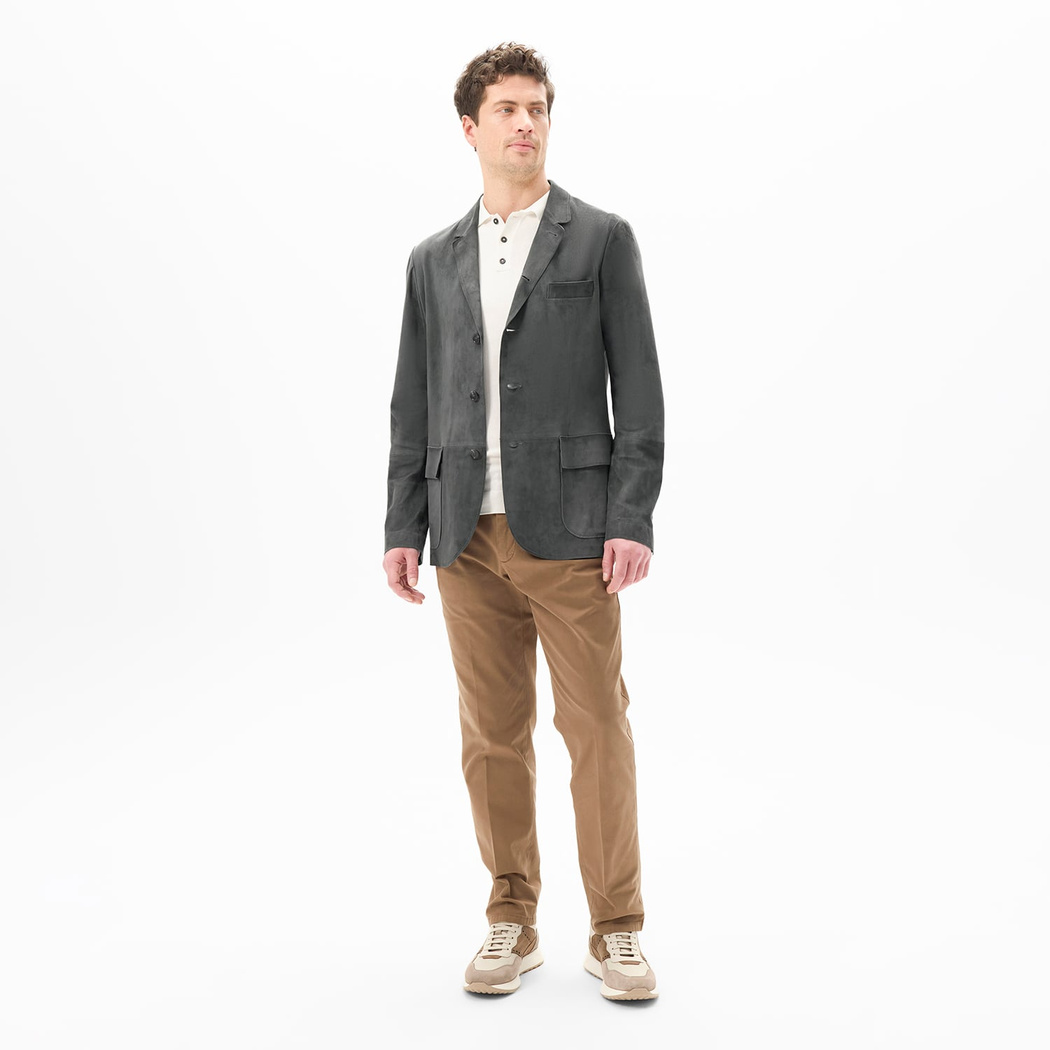 Erkek Gri Süet Blazer Ceket