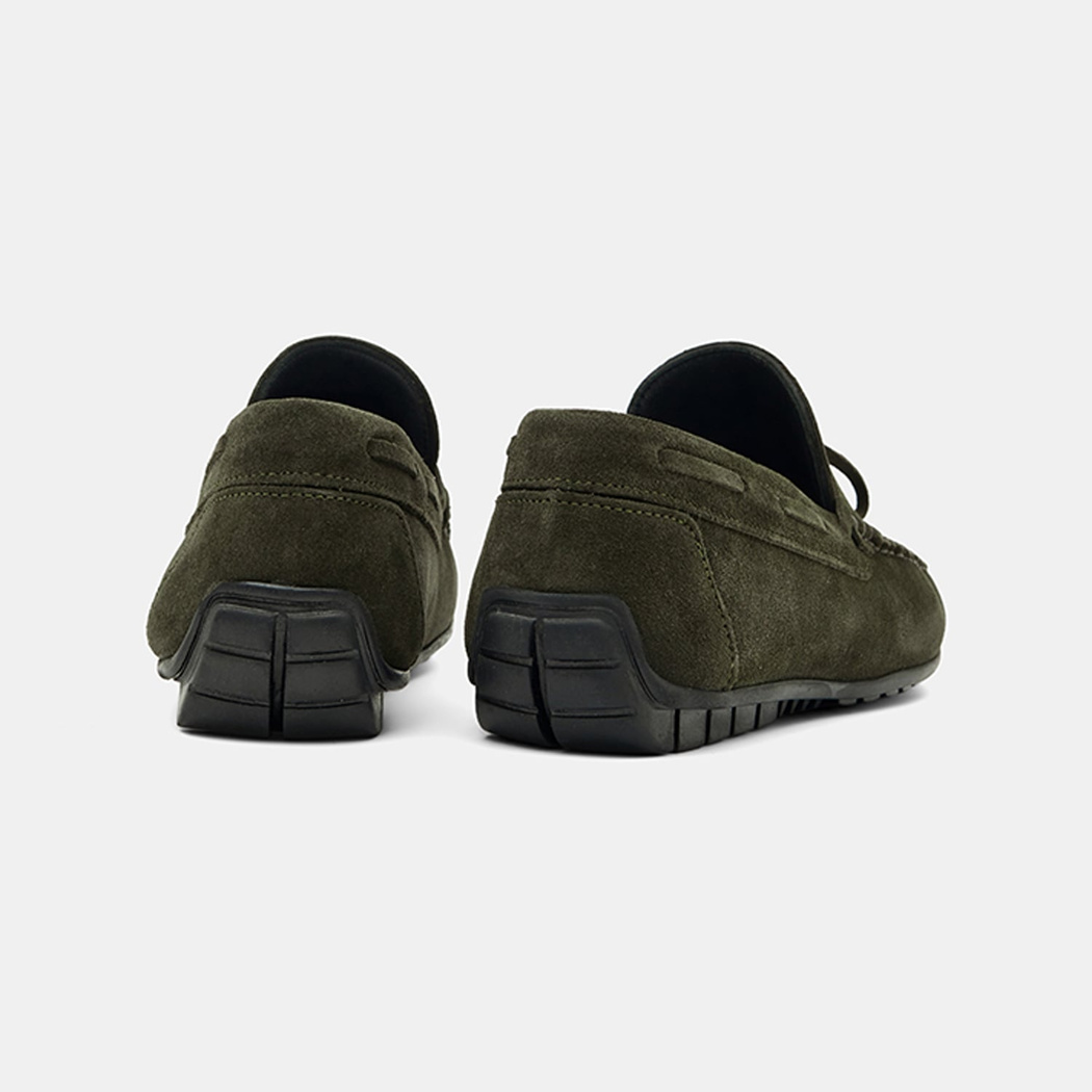 Erkek Haki Bağcık Detaylı Süet Loafer