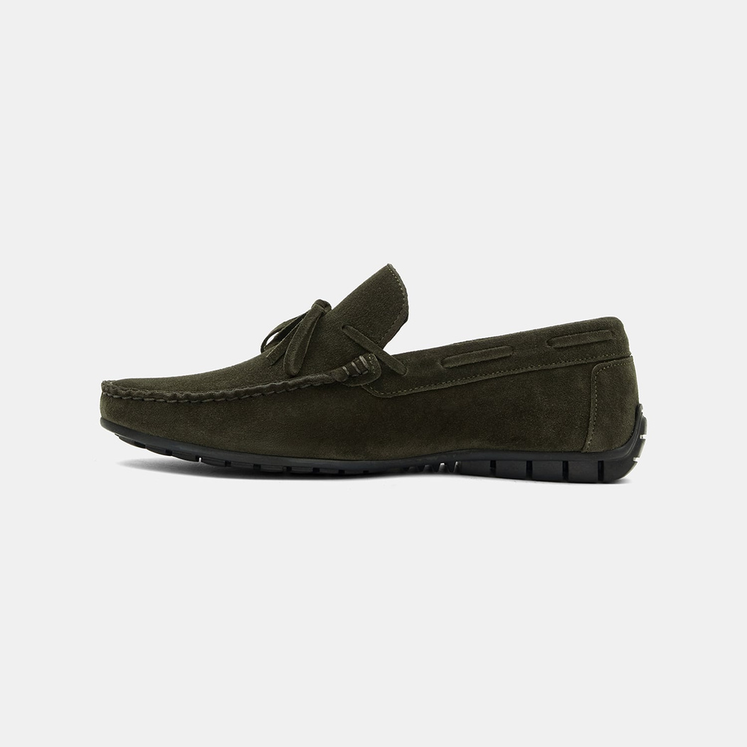 Erkek Haki Bağcık Detaylı Süet Loafer