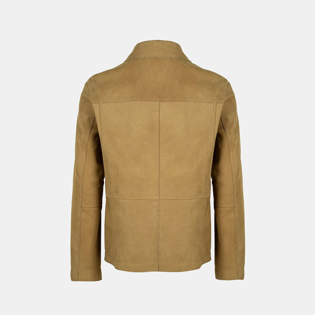 Erkek Hardal Gömlek Yaka Nubuk Ceket