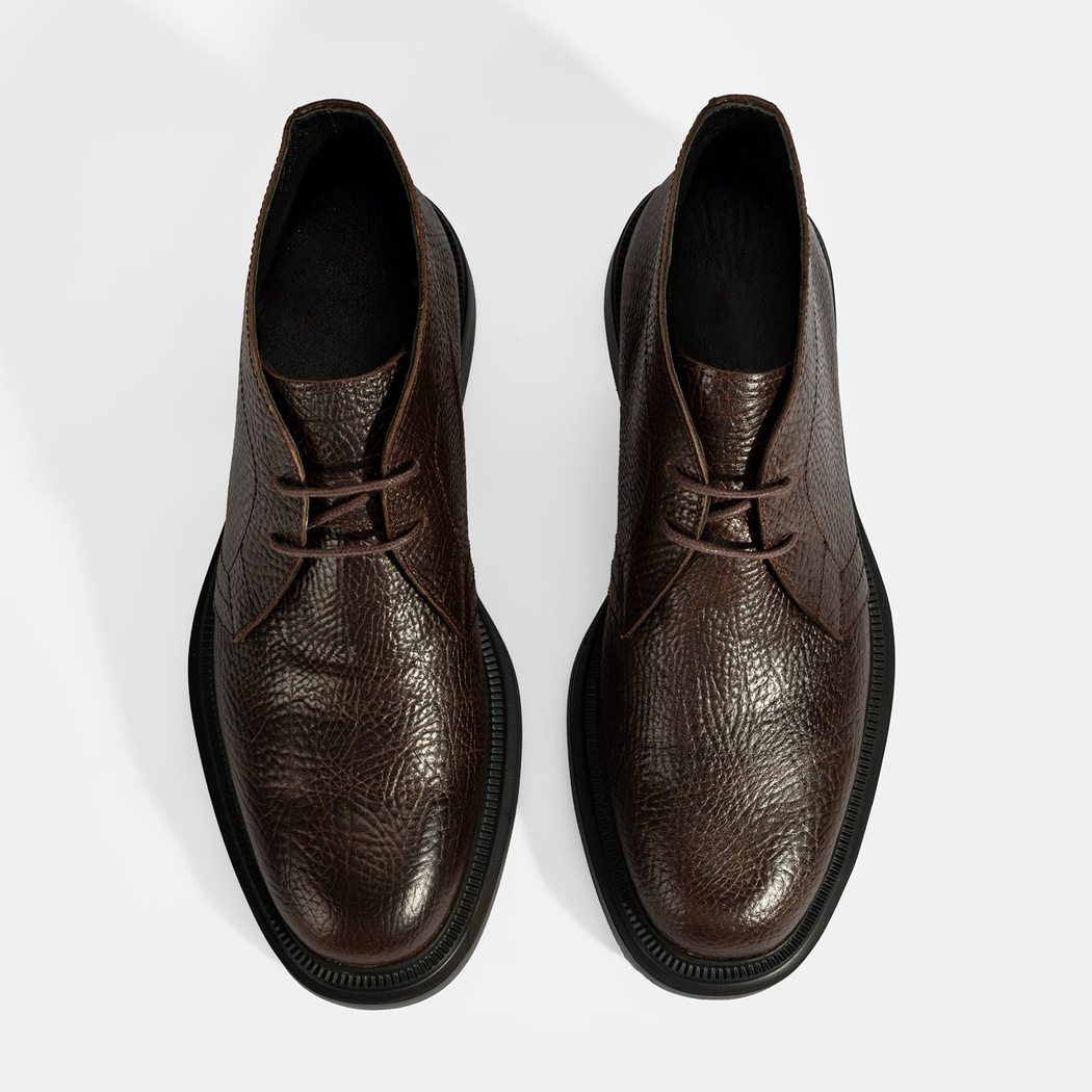 Erkek Kahve Bağcıklı Deri Bot