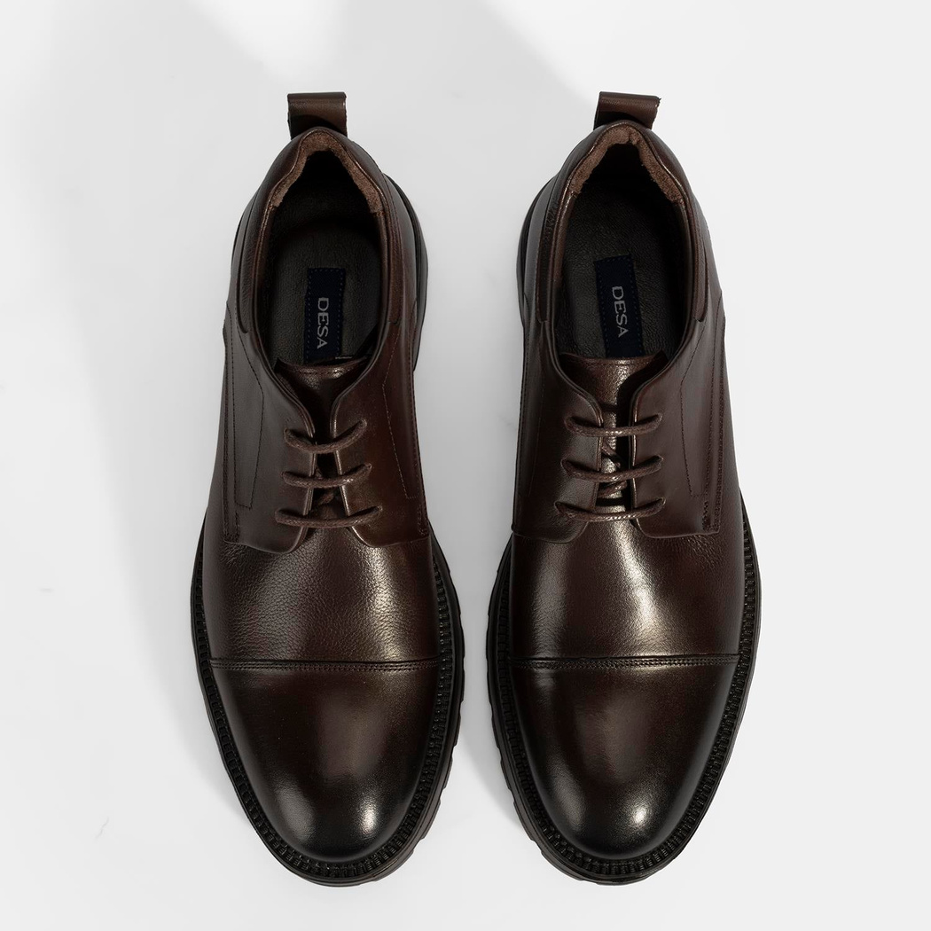 Erkek Kahve Bağcıklı Deri Günlük Ayakkabı