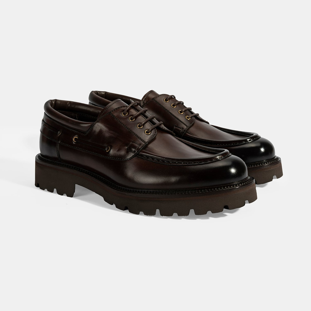 Erkek Kahve Bağcıklı Deri Günlük Ayakkabı