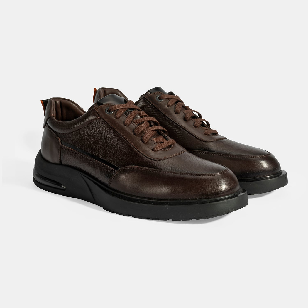 Erkek Kahve Bağcıklı Deri Günlük Ayakkabı