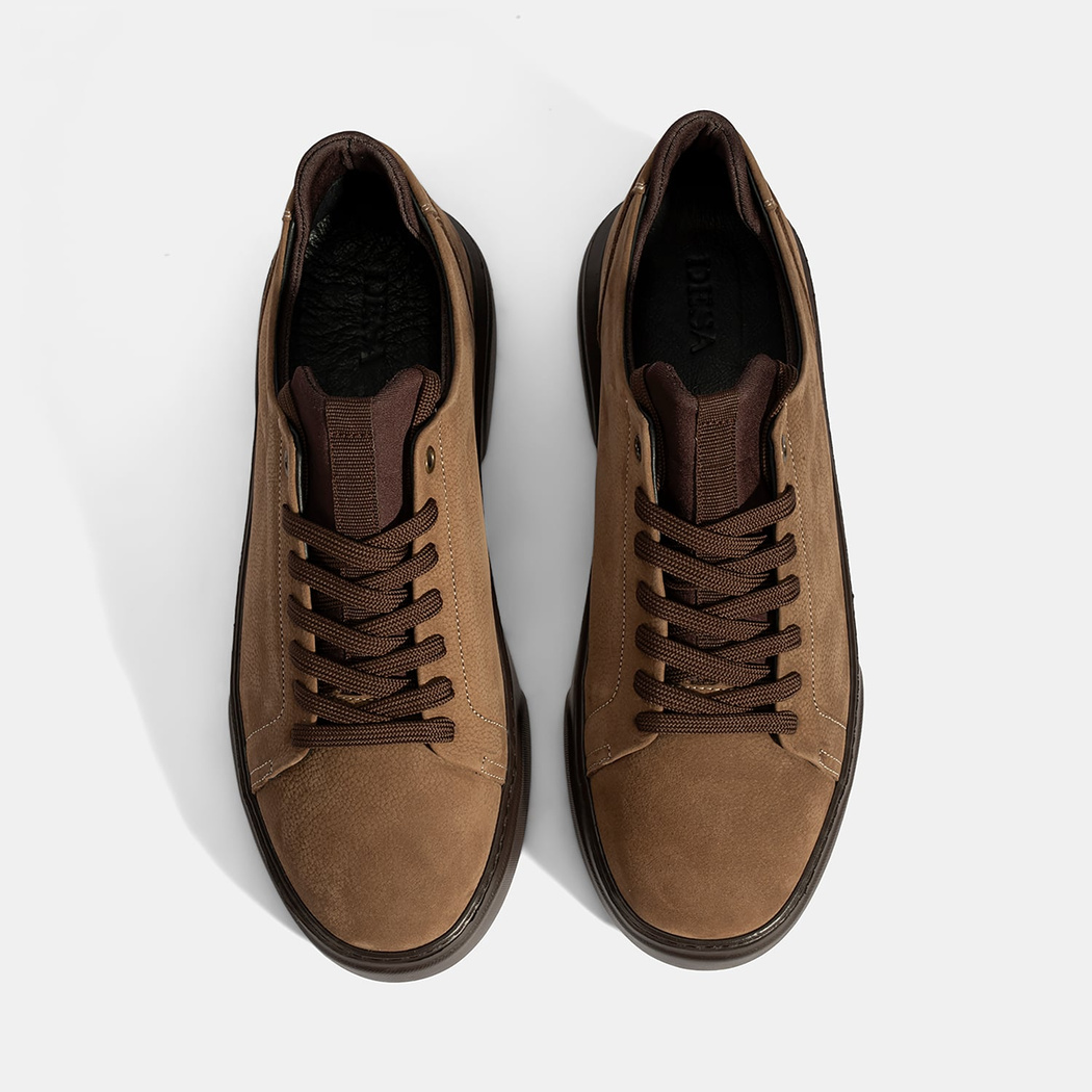 Erkek Kahve Bağcıklı Deri Günlük Ayakkabı