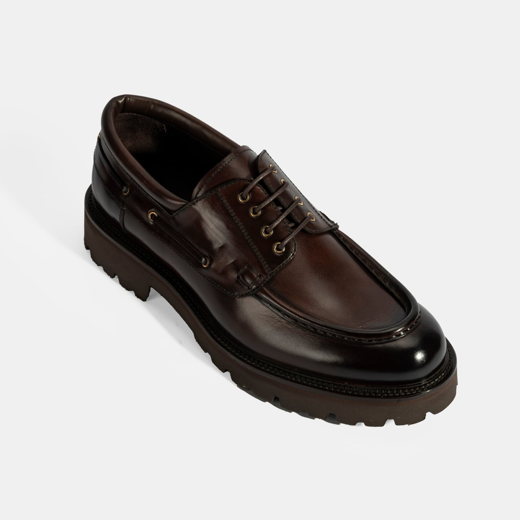 Erkek Kahve Bağcıklı Deri Günlük Ayakkabı