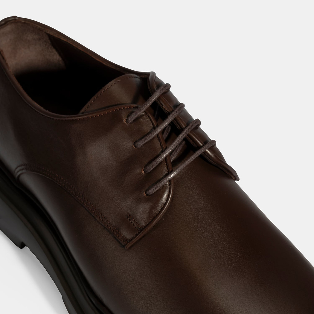 Erkek Kahve Bağcıklı Deri Klasik Ayakkabı
