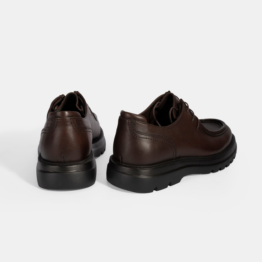 Erkek Kahve Bağcıklı Deri Klasik Ayakkabı