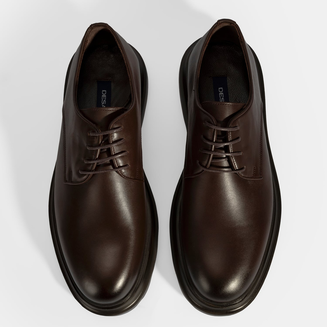 Erkek Kahve Bağcıklı Deri Klasik Ayakkabı