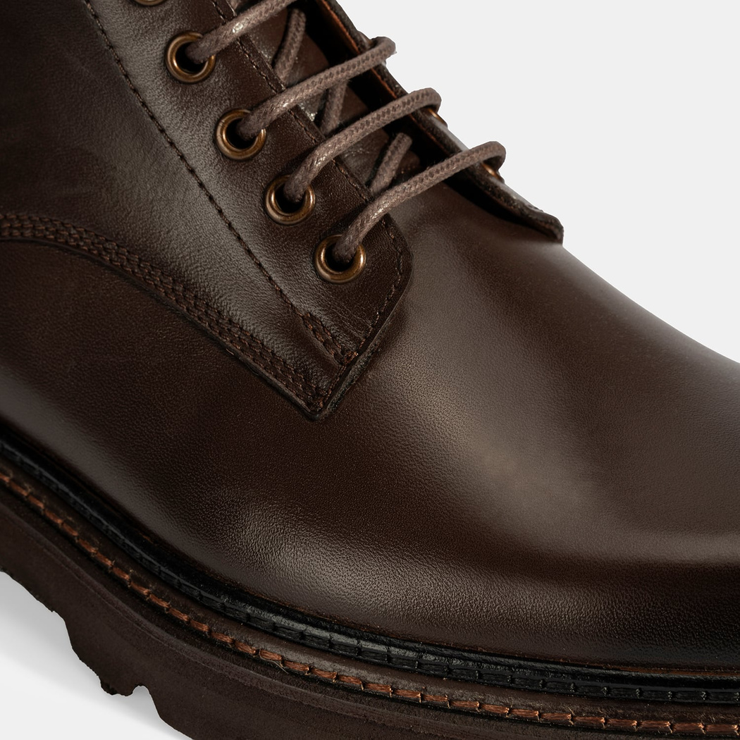 Erkek Kahve Bağcıklı Deri Postal Bot