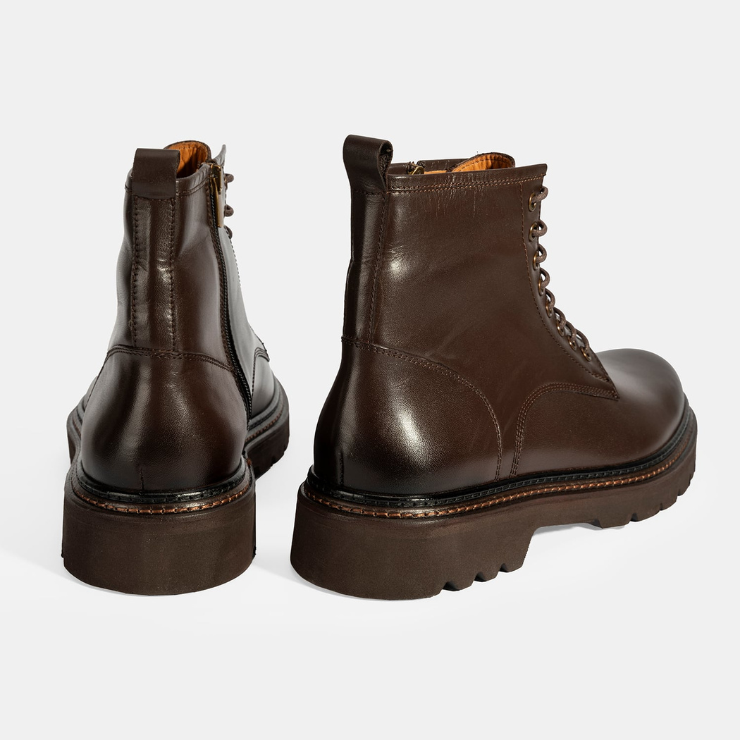 Erkek Kahve Bağcıklı Deri Postal Bot