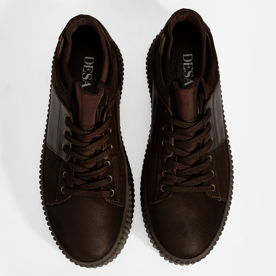 Erkek Kahve Bağcıklı Deri Spor Ayakkabı