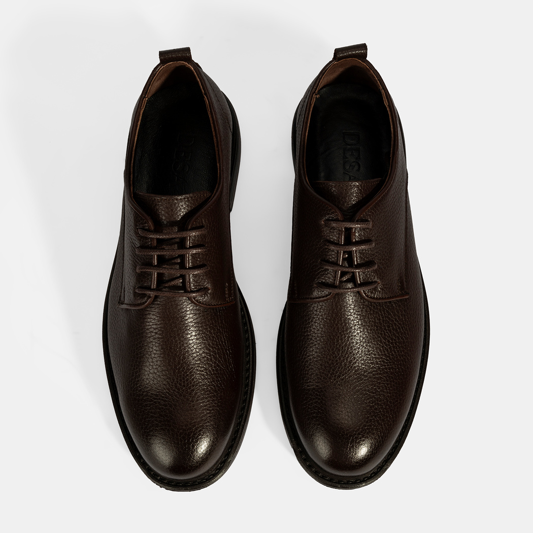 Erkek Kahve Bağcıklı Günlük Deri Ayakkabı