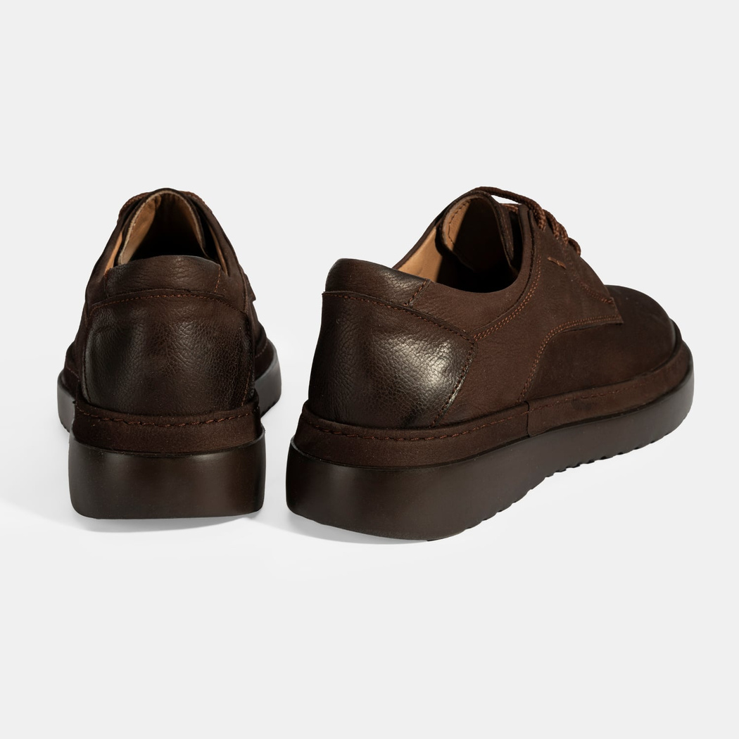 Erkek Kahve Bağcıklı Günlük Nubuk Deri Ayakkabı