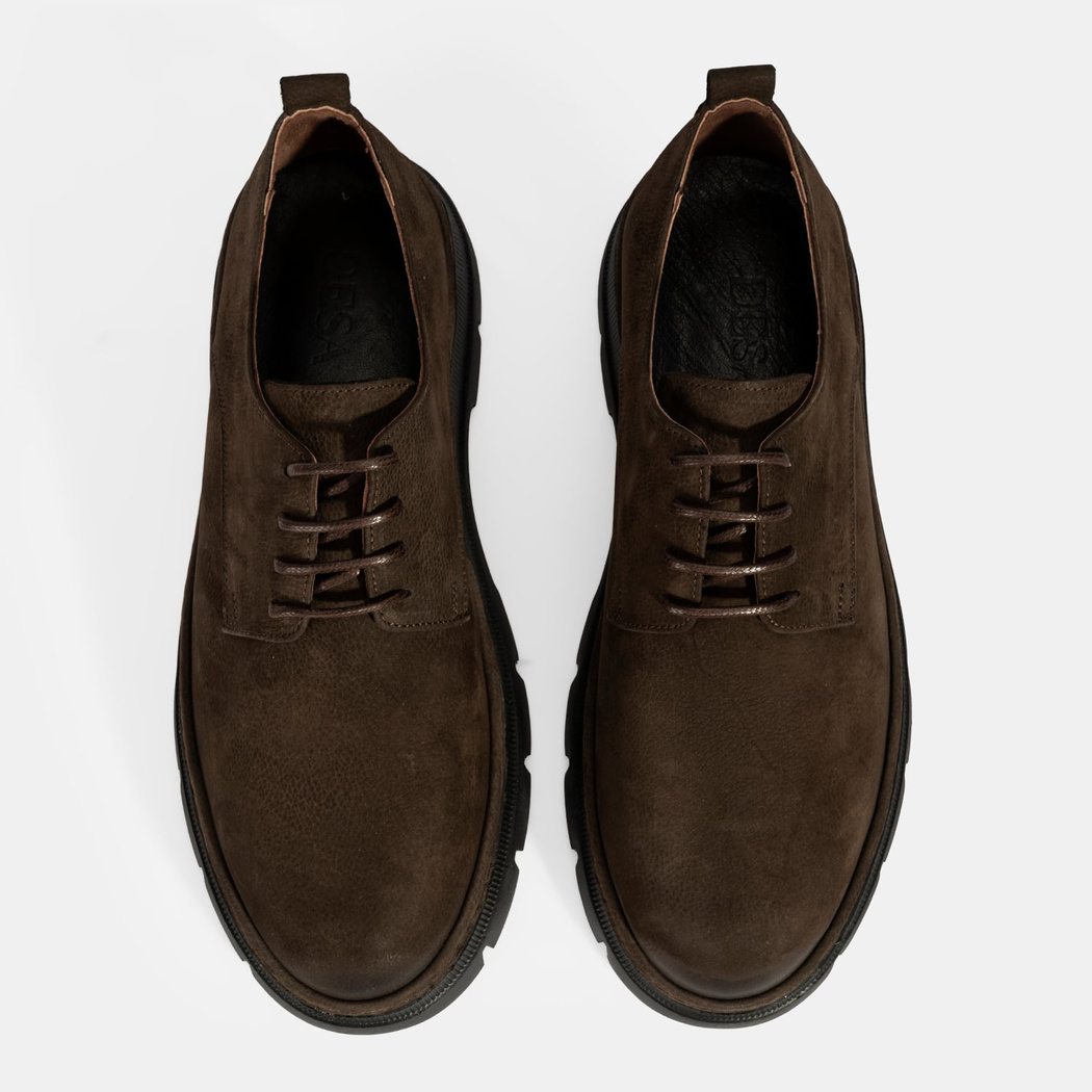 Erkek Kahve Bağcıklı Nubuk Deri Ayakkabı