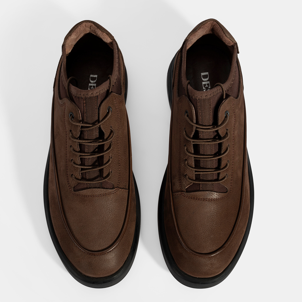 Erkek Kahve Bağcıklı Nubuk Deri Spor Ayakkabı