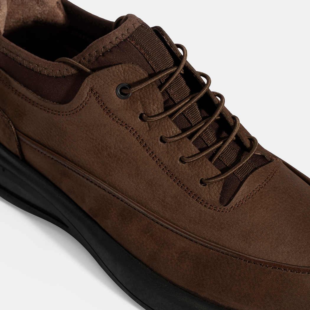 Erkek Kahve Bağcıklı Nubuk Deri Spor Ayakkabı