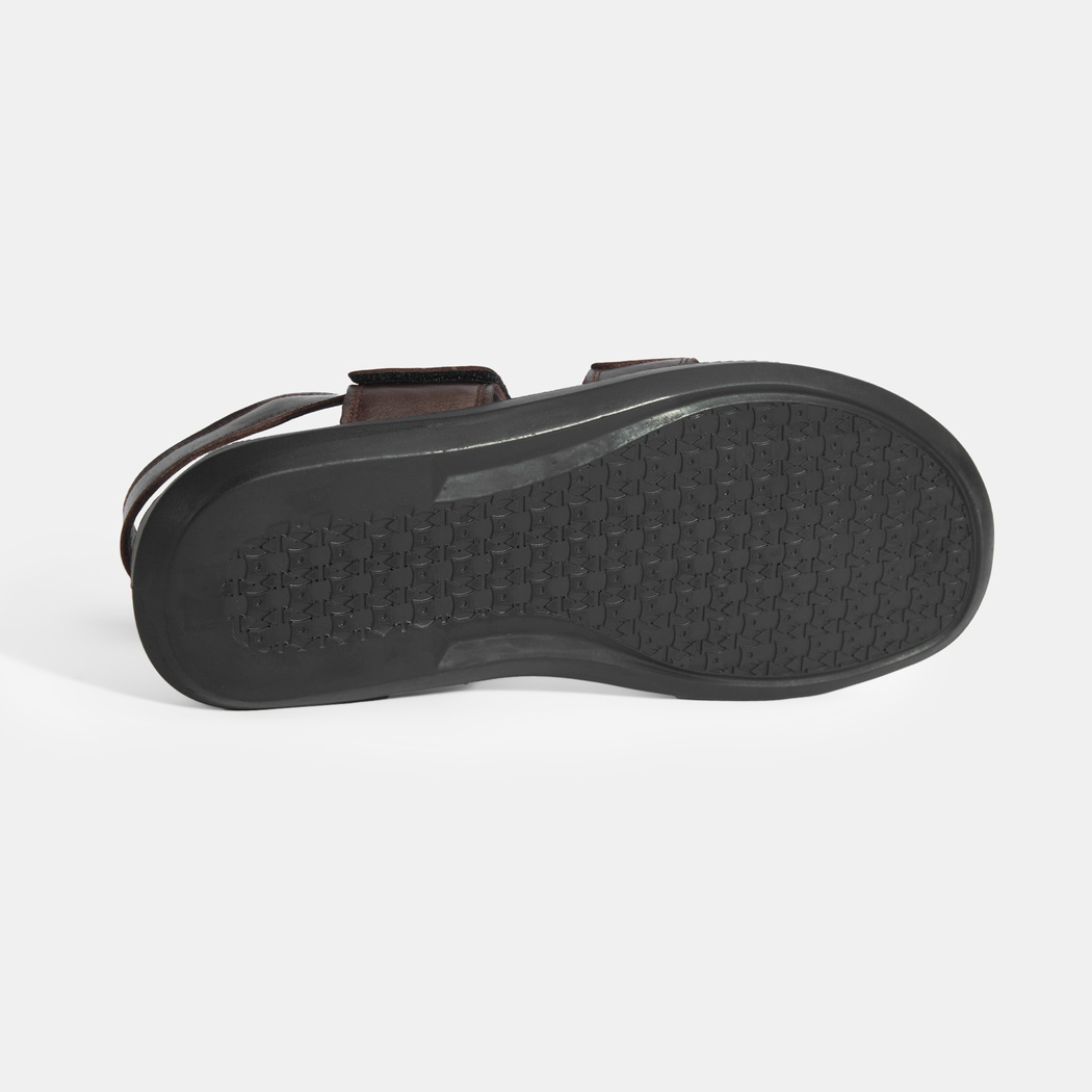 Erkek Kahve Cırt Detaylı Deri Sandalet