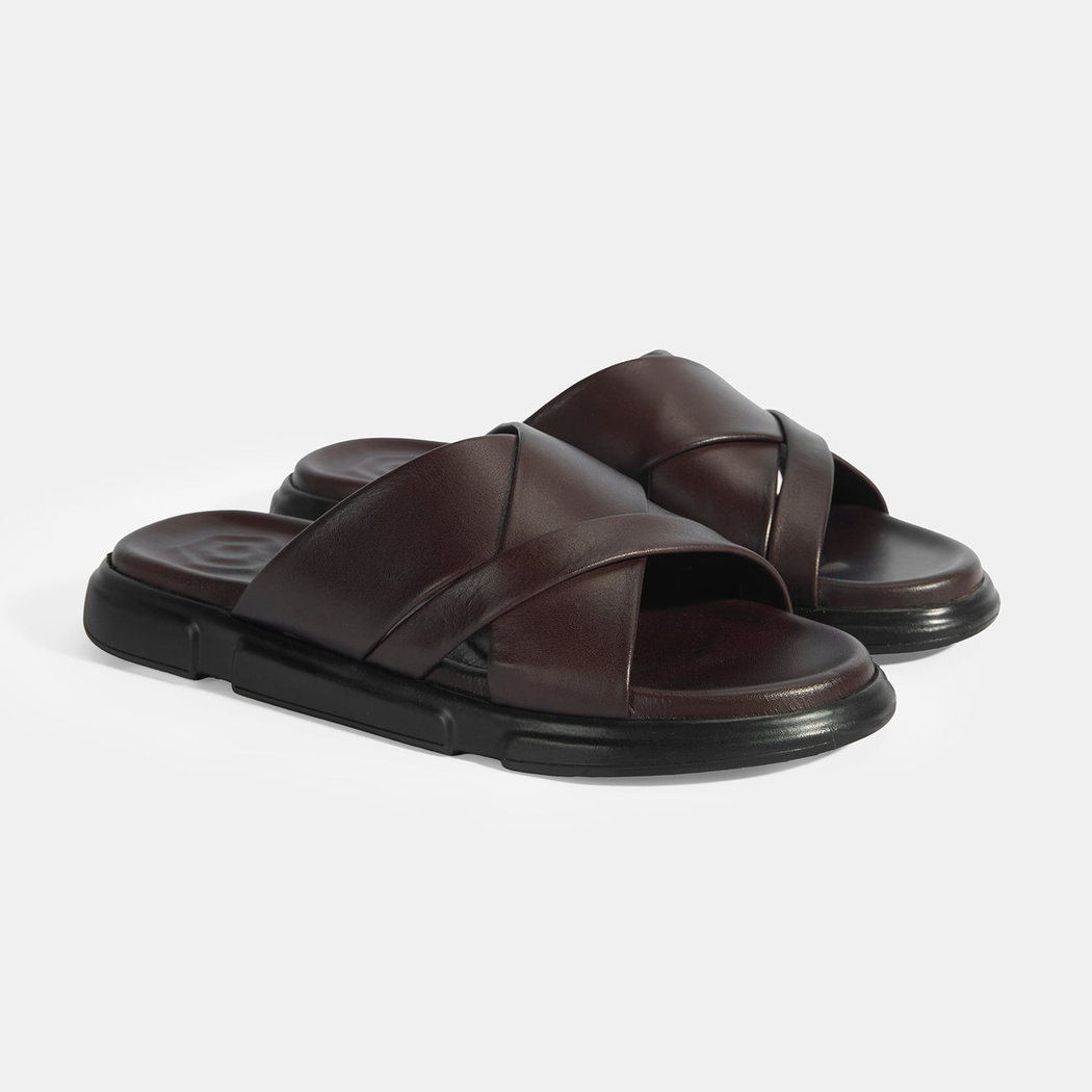 Erkek Kahve Deri Terlik