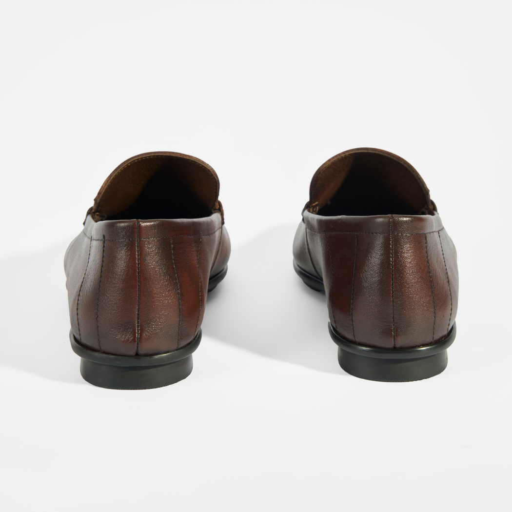 Erkek Kahve Slip-On Deri Loafer