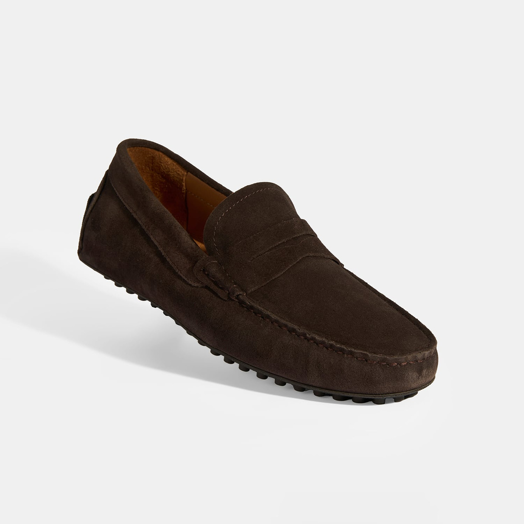 Erkek Kahve Slip-On Süet Loafer