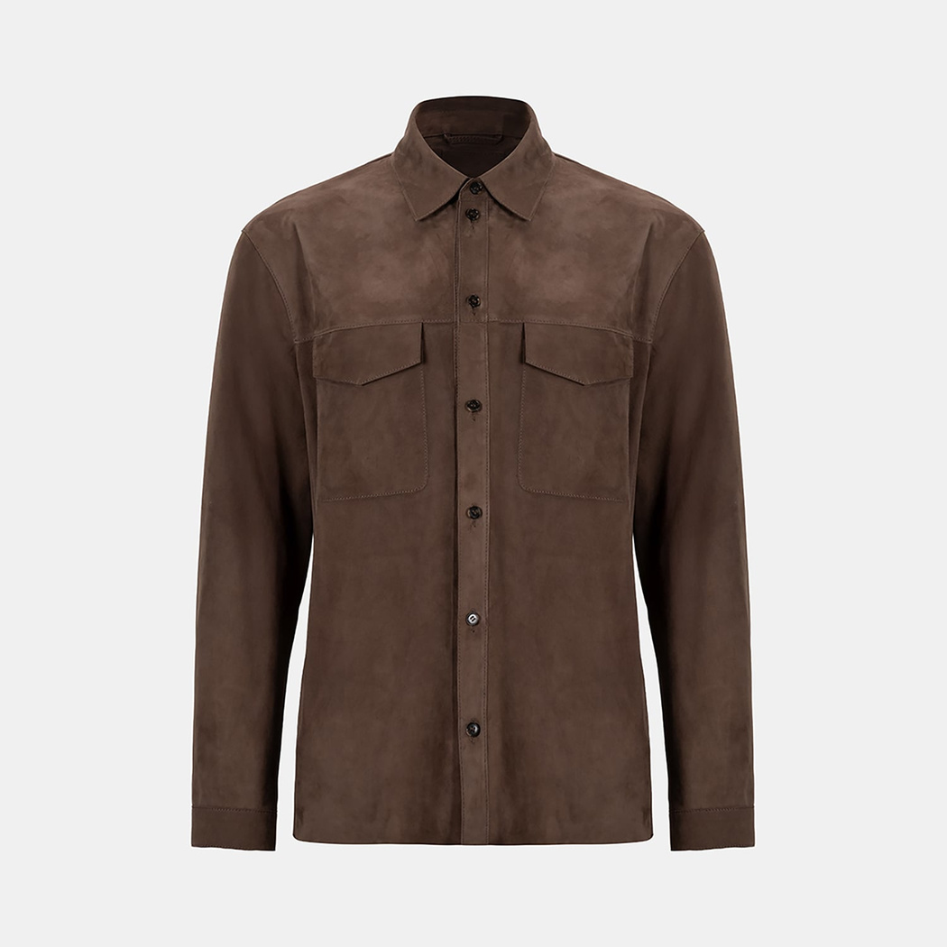 Erkek Kahve Süet Gömlek