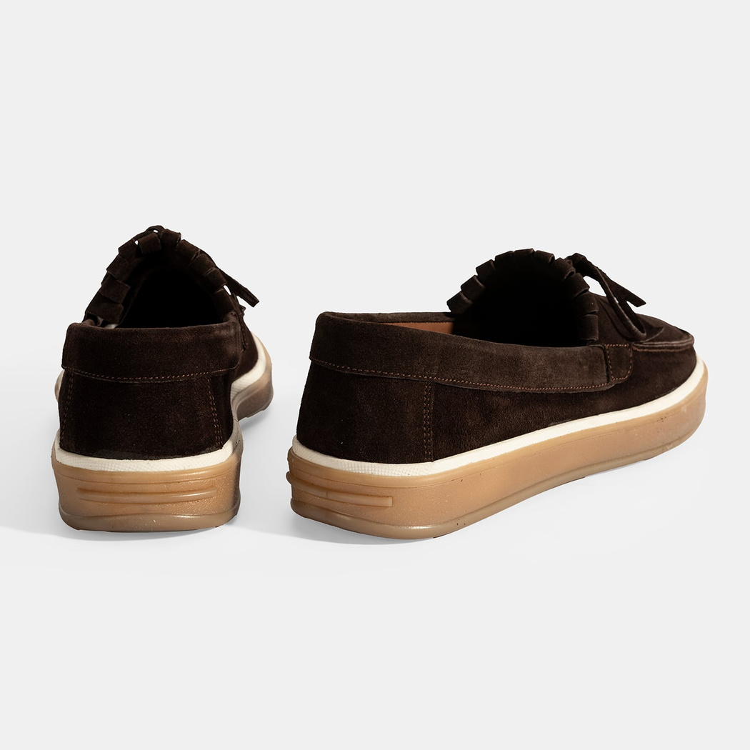 Erkek Kahve Süet Püsküllü Loafer