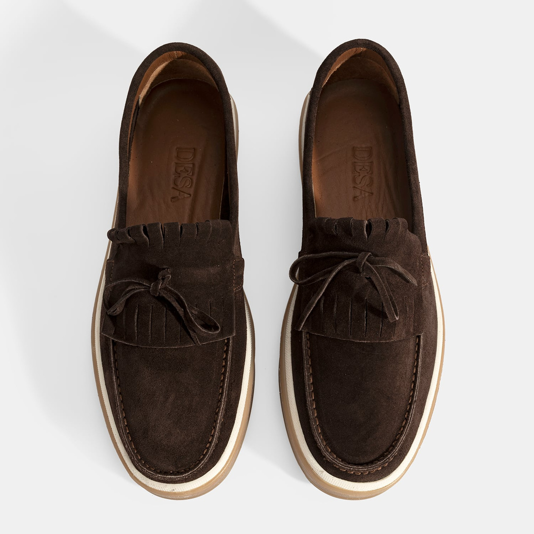 Erkek Kahve Süet Püsküllü Loafer