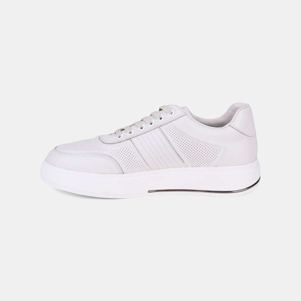 Erkek Kırık Beyaz DesaComfort Bağcıklı Beyaz Tabanlı Deri Sneaker