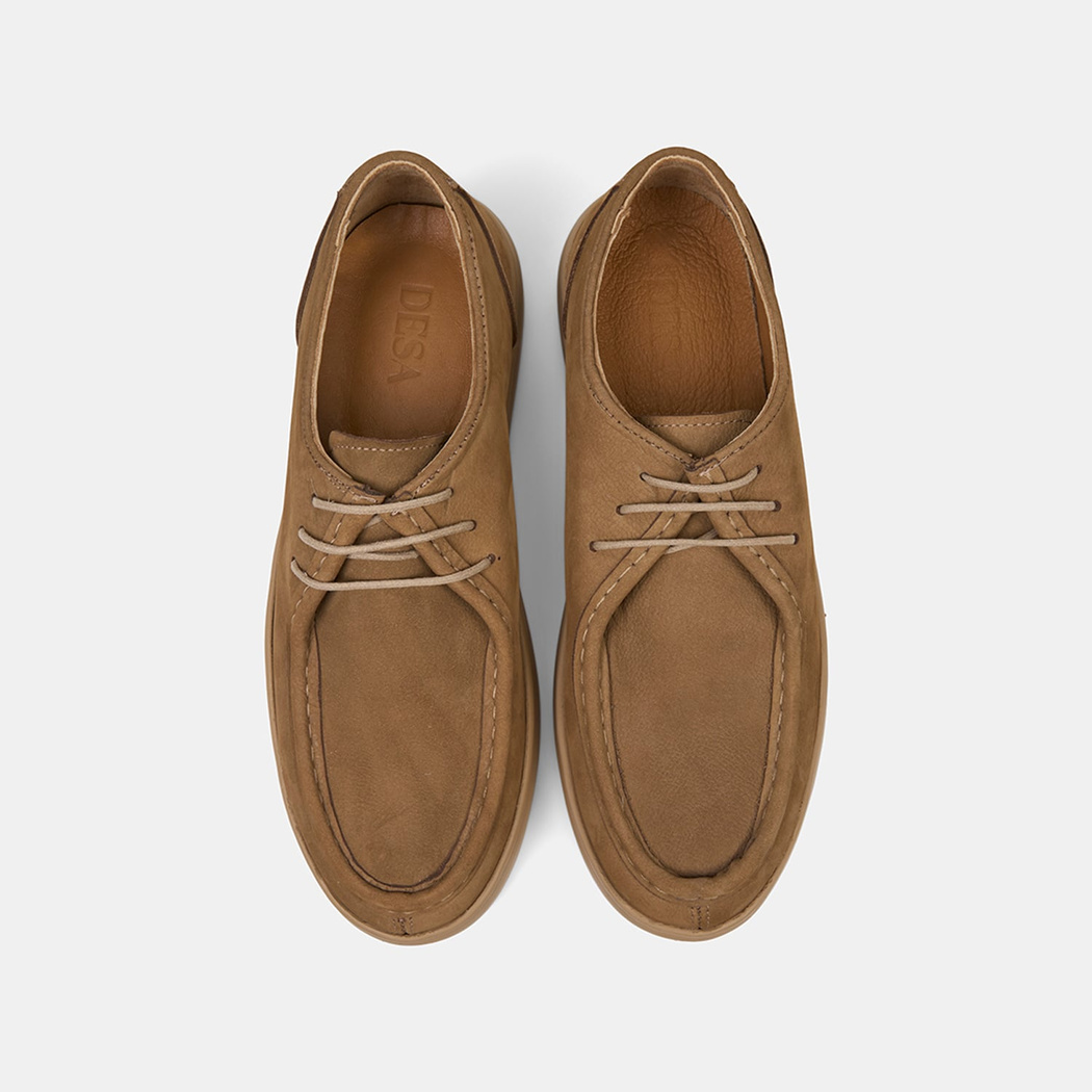 Erkek Koyu Bej Bağcıklı Nubuk Deri Günlük Ayakkabı