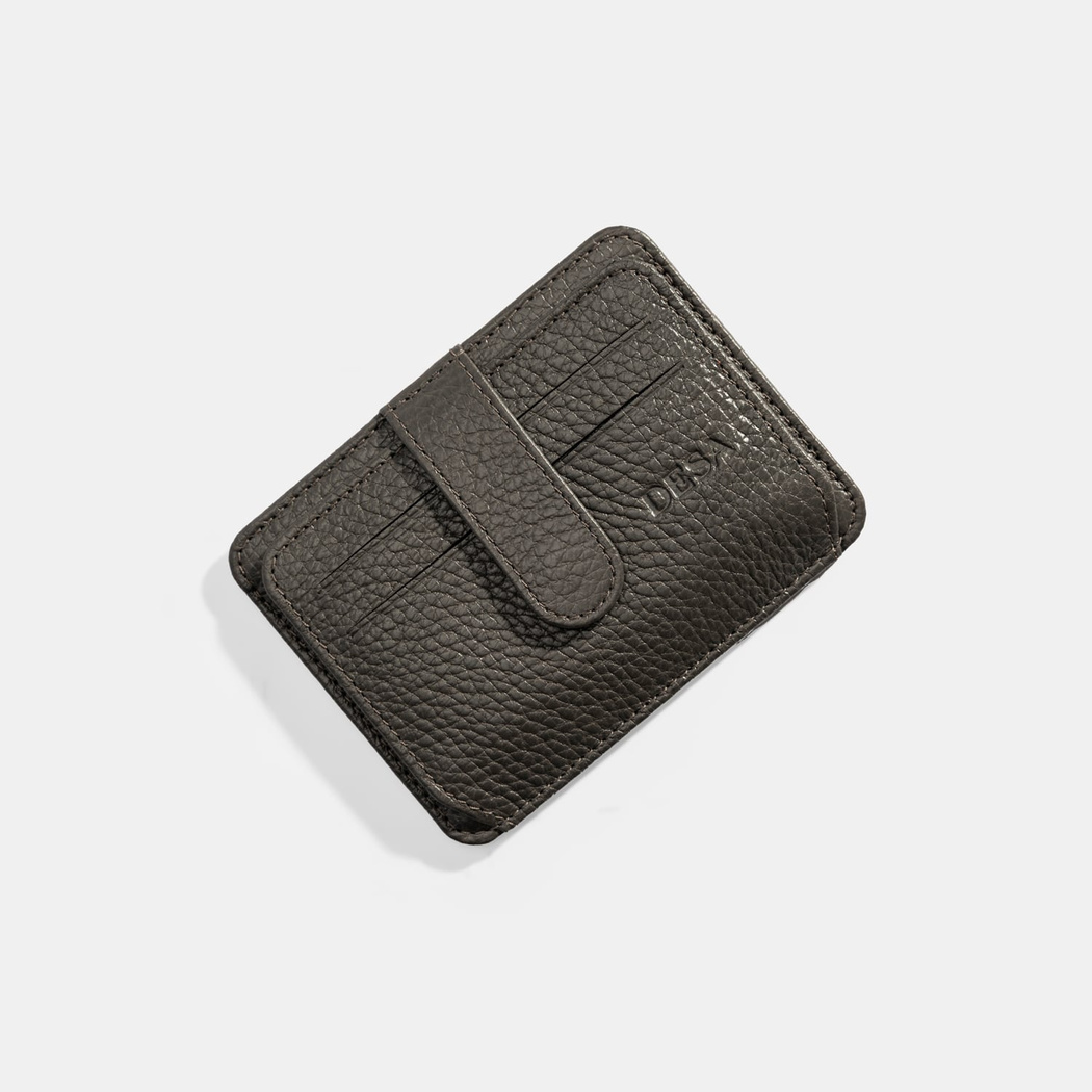 Erkek Koyu Gri Deri Kartlık