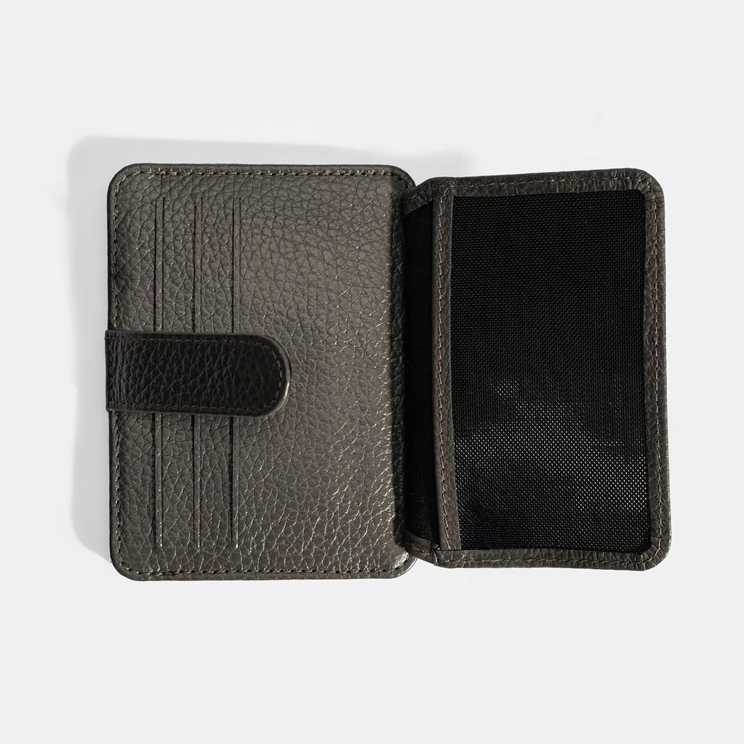 Erkek Koyu Gri Deri Kartlık