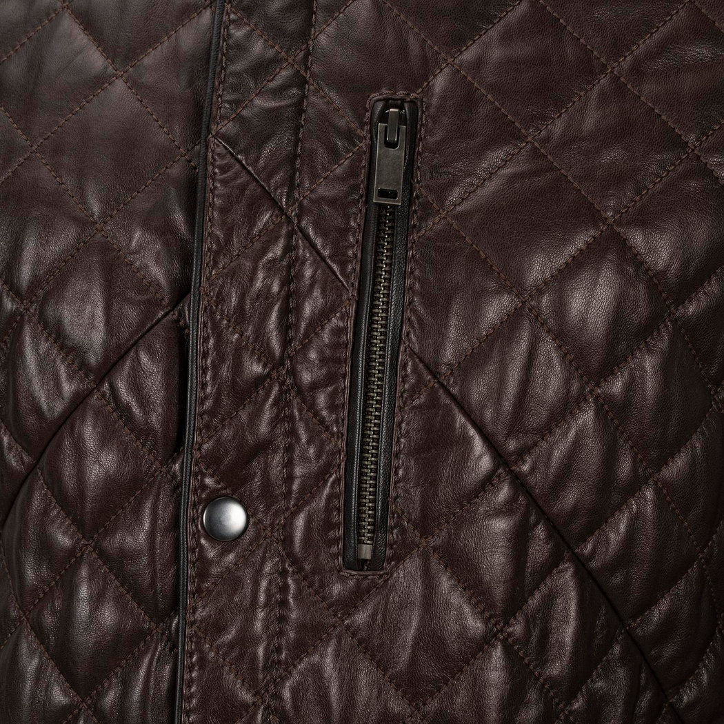 Erkek Koyu Kahve Kapitone Deri Ceket