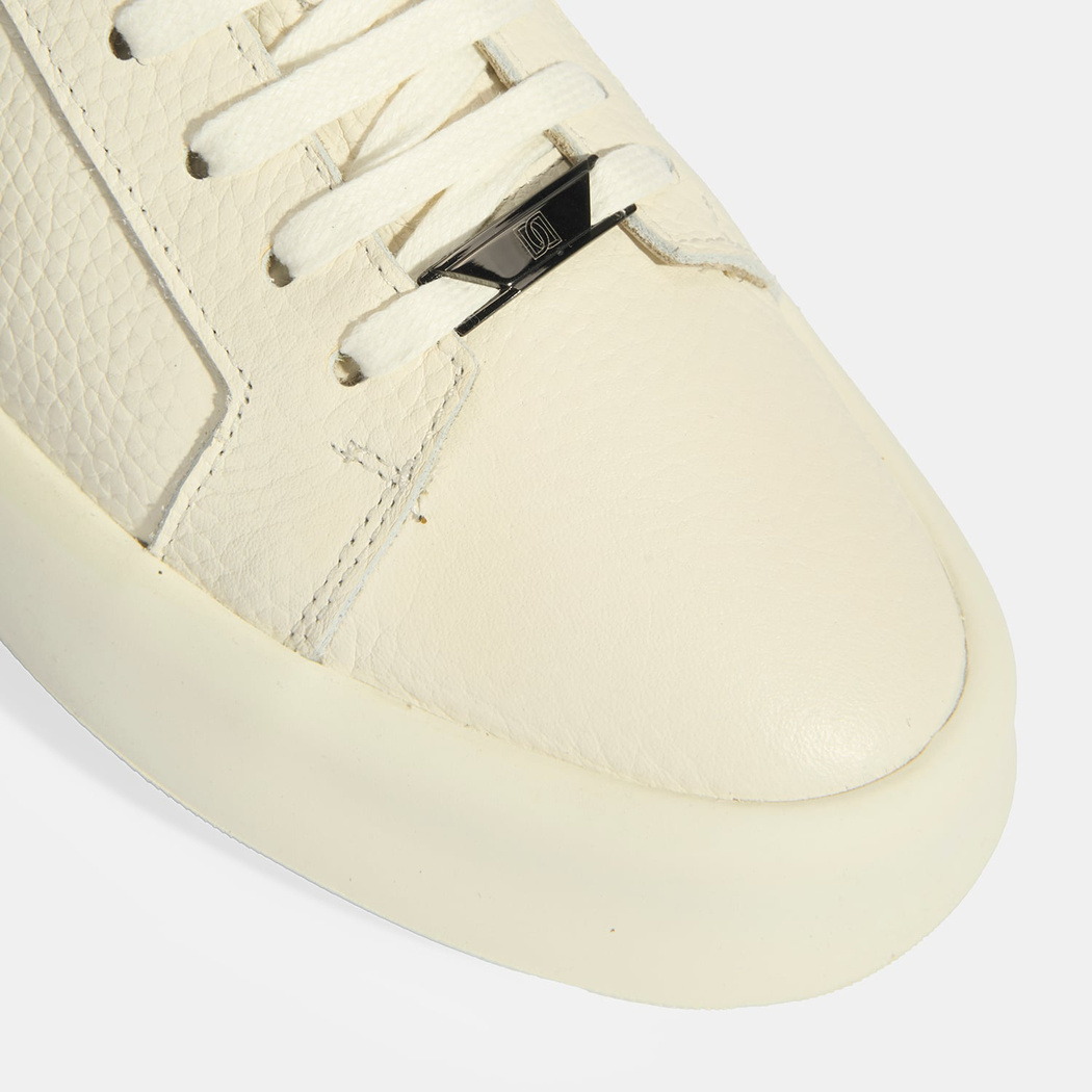 Erkek Krem Bağcıklı Deri Spor Ayakkabı