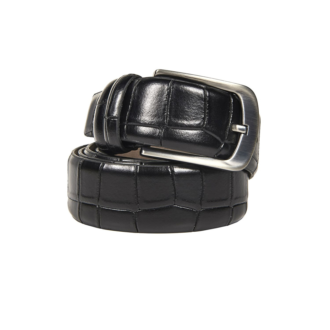 Erkek Kroko Baskılı Deri Kemer