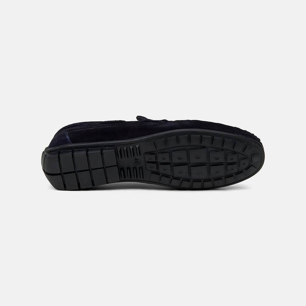 Erkek Lacivert Bağcık Detaylı Süet Loafer