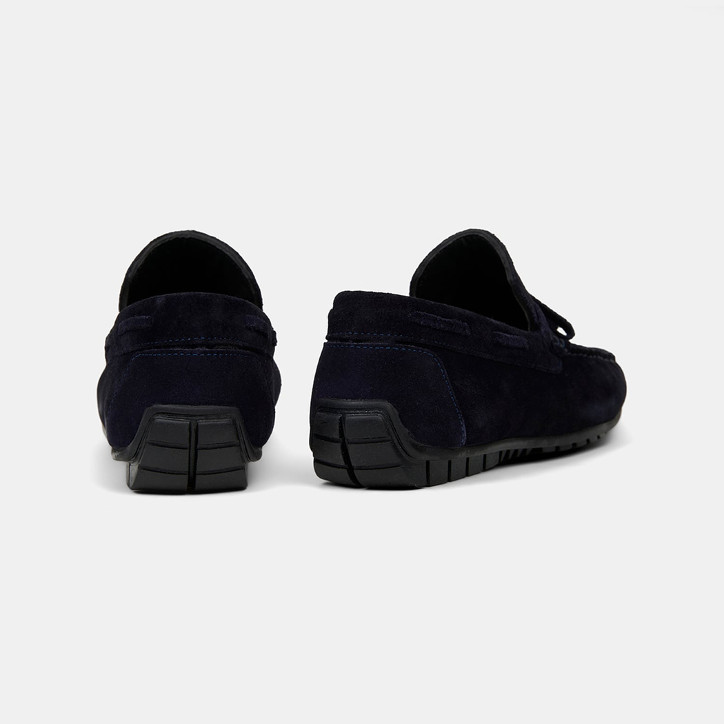 Erkek Lacivert Bağcık Detaylı Süet Loafer