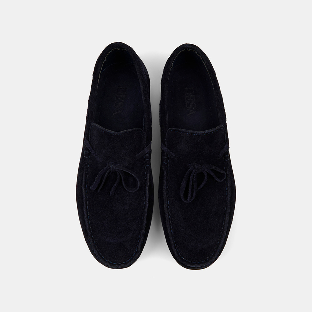 Erkek Lacivert Bağcık Detaylı Süet Loafer