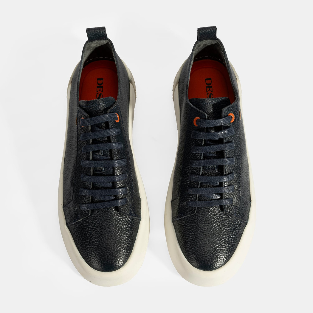 Erkek Lacivert Bağcıklı Deri Günlük Ayakkabı